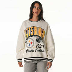 Pittsburgh Steelers The Wild Collective Women's Oversized Vintage French Terry Sweatshirt Cream