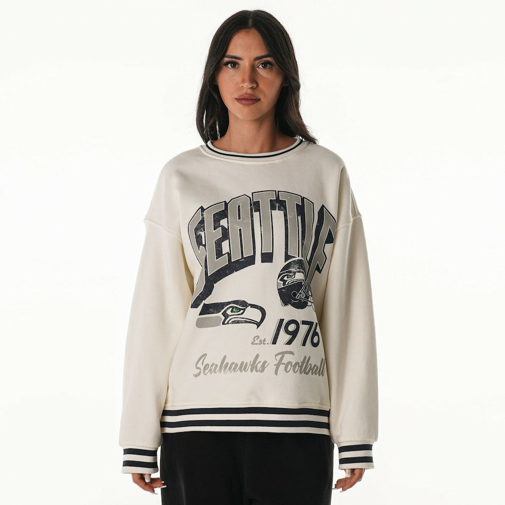 Seattle Seahawks The Wild Collective Women's Oversized Vintage French Terry Sweatshirt Cream
