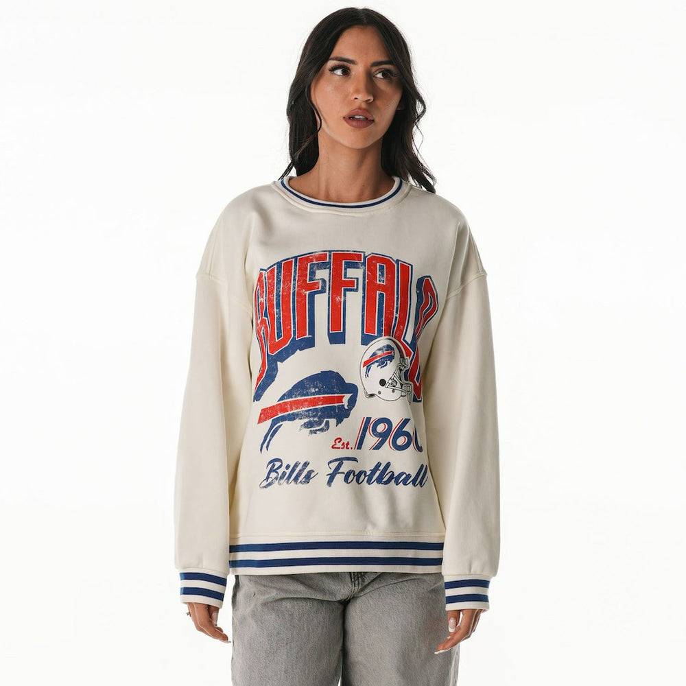 Buffalo Bills The Wild Collective Women's Oversized Vintage French Terry Sweatshirt Cream