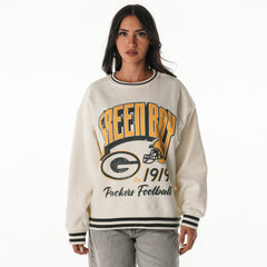 Green Bay Packers The Wild Collective Women's Oversized Vintage French Terry Sweatshirt Cream
