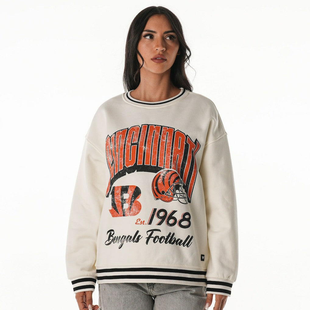 Cincinnati Bengals The Wild Collective Women's Oversized Vintage French Terry Sweatshirt Cream
