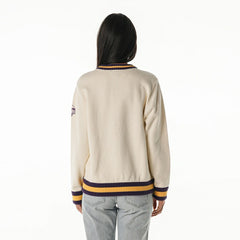 Minnesota Vikings The Wild Collective Women's Jacquard V-Neck Sweater Cream