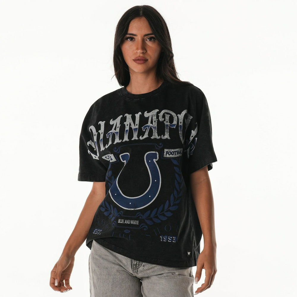 Indianapolis Colts The Wild Collective Women's Laurel Premium Baggy Dolman T-Shirt Black