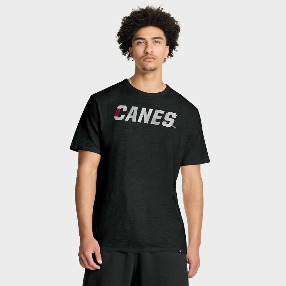 NHL Carolina Hurricanes Fanatics Play Distressed Wordmark Stadium Slub T-Shirt - Black