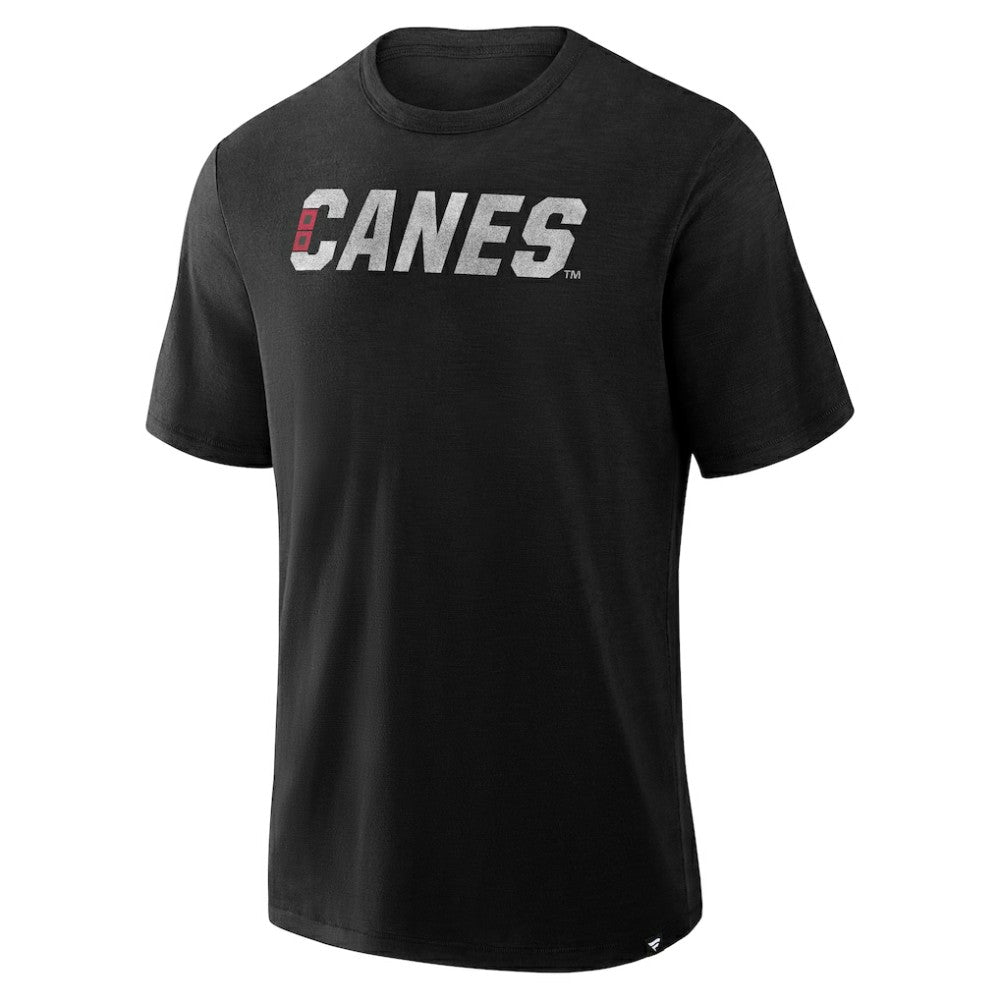 NHL Carolina Hurricanes Fanatics Play Distressed Wordmark Stadium Slub T-Shirt - Black