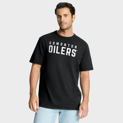 NHL Edmonton Oilers Fanatics Play Distressed Wordmark Stadium Slub T-Shirt - Black