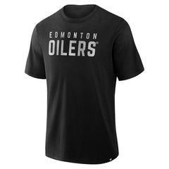 NHL Edmonton Oilers Fanatics Play Distressed Wordmark Stadium Slub T-Shirt - Black
