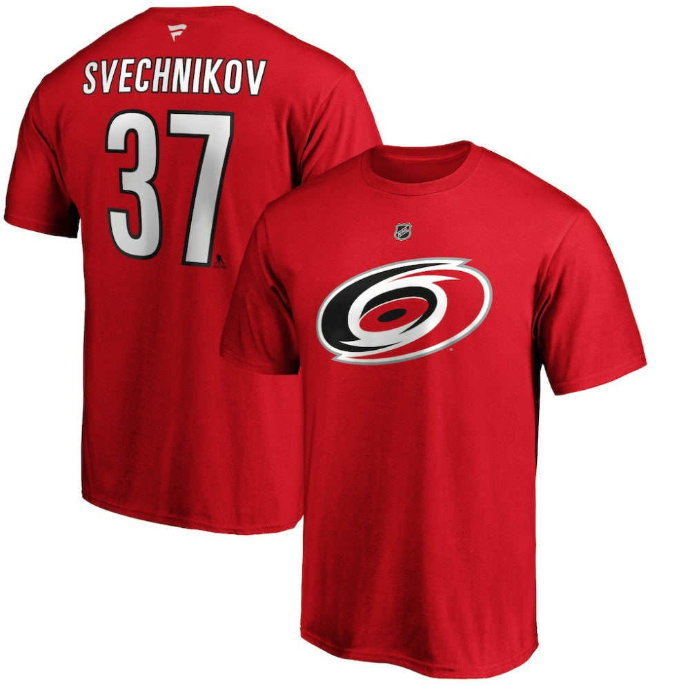 NHL Andrei Svechnikov Carolina Hurricanes Fanatics Authentic Stack Name & Number T-Shirt - Red
