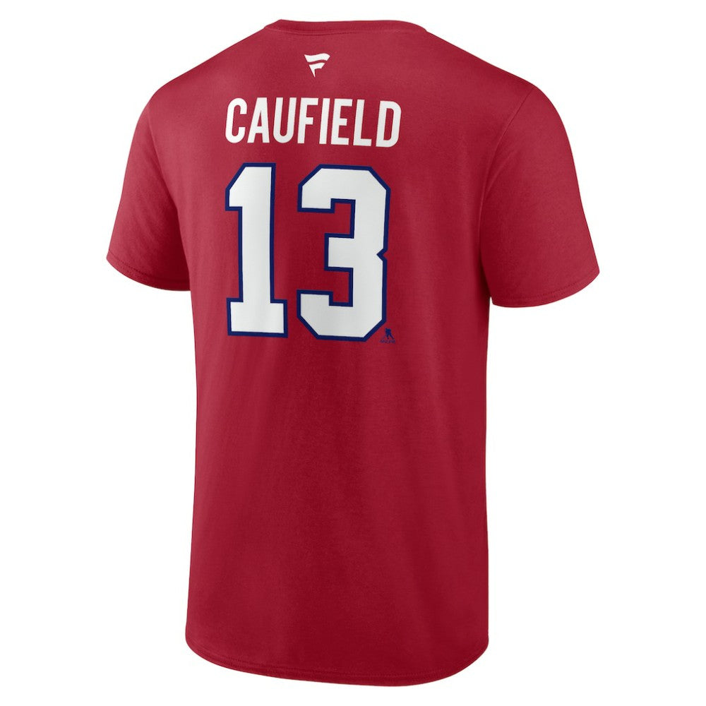 NHL Cole Caufield Montreal Canadiens Fanatics Authentic Stack Name & Number T-Shirt - Red