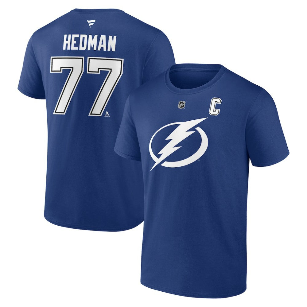 NHL Victor Hedman Tampa Bay Lightning Fanatics Authentic Stack Name & Number T-Shirt - Blue