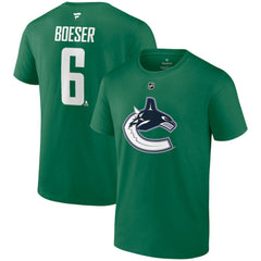 NHL Brock Boeser Vancouver Canucks Fanatics Authentic Stack Name & Number T-Shirt - Green
