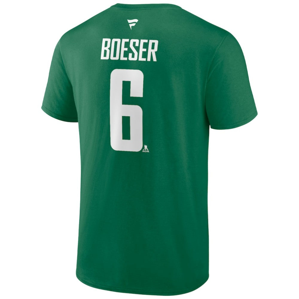 NHL Brock Boeser Vancouver Canucks Fanatics Authentic Stack Name & Number T-Shirt - Green