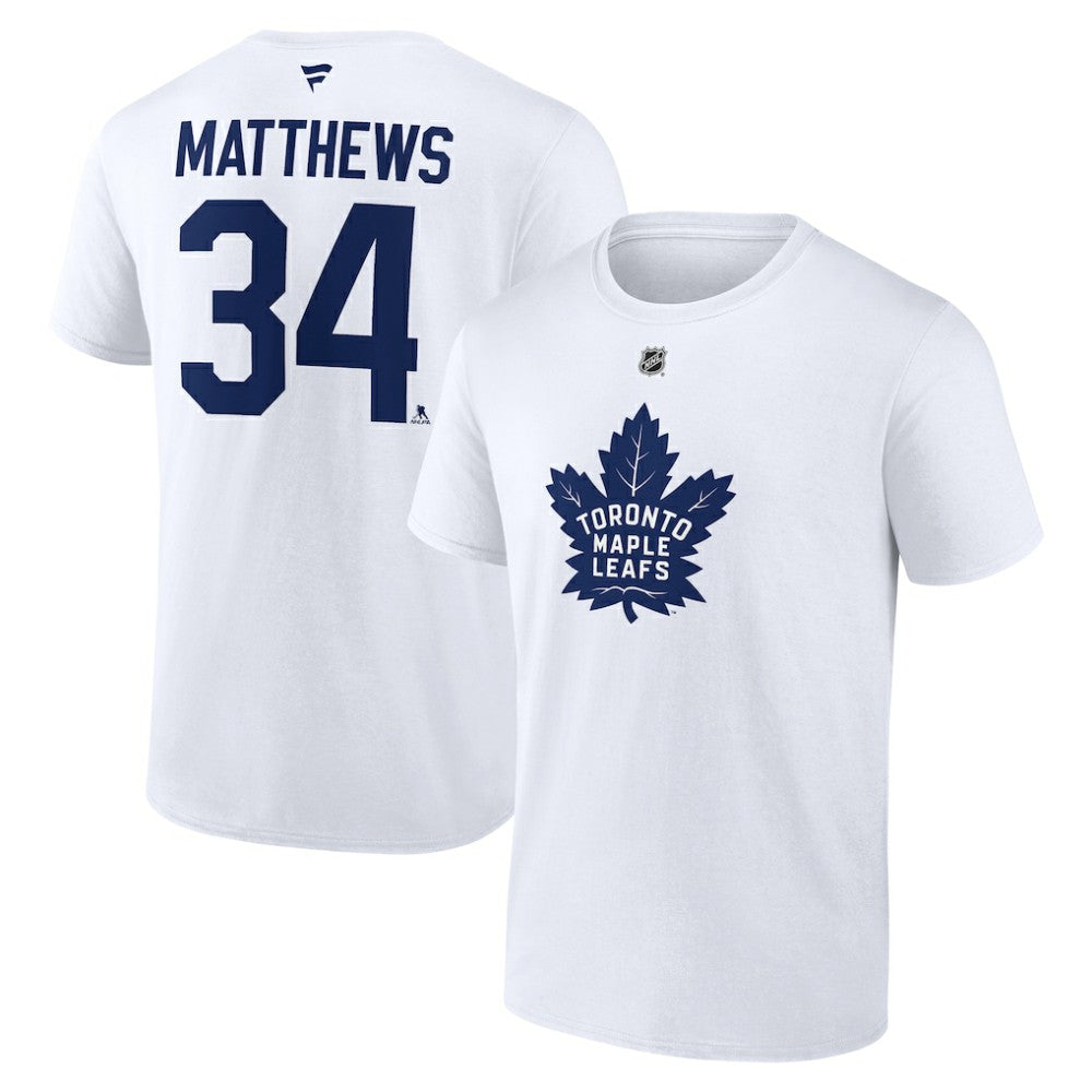 NHL Auston Matthews Toronto Maple Leafs Fanatics Authentic Stack Name & Number T-Shirt - White