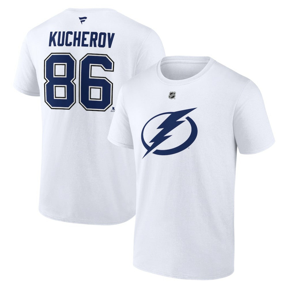 NHL Nikita Kucherov Tampa Bay Lightning Fanatics Authentic Stack Name & Number T-Shirt - White