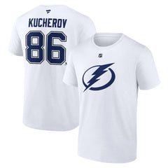 NHL Nikita Kucherov Tampa Bay Lightning Fanatics Authentic Stack Name & Number T-Shirt - White