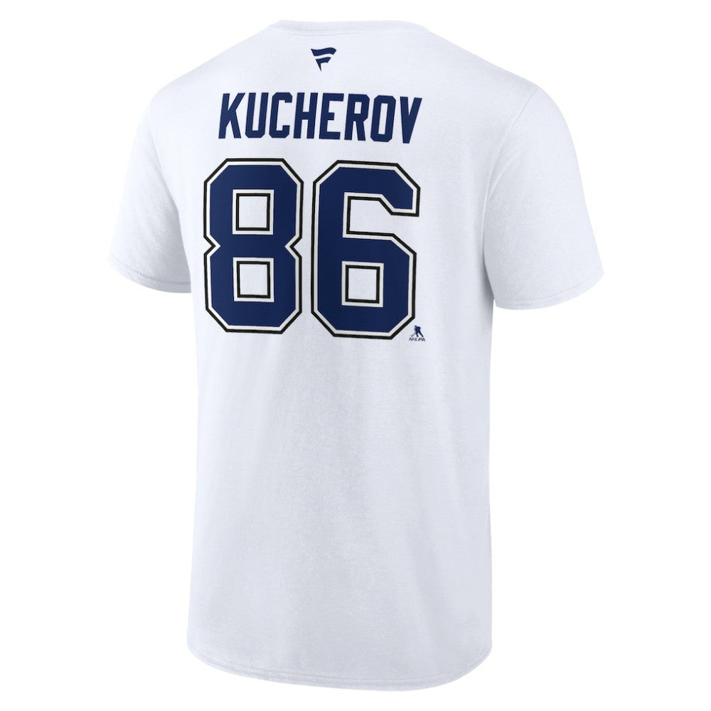 NHL Nikita Kucherov Tampa Bay Lightning Fanatics Authentic Stack Name & Number T-Shirt - White