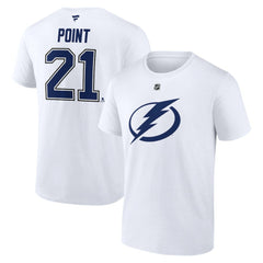 NHL Brayden Point Tampa Bay Lightning Fanatics Authentic Stack Name & Number T-Shirt - White