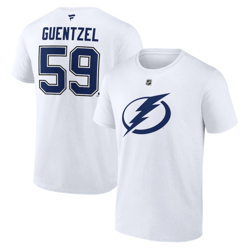NHL Jake Guentzel Tampa Bay Lightning Fanatics Authentic Stack Name & Number T-Shirt - White