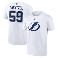 NHL Jake Guentzel Tampa Bay Lightning Fanatics Authentic Stack Name & Number T-Shirt - White