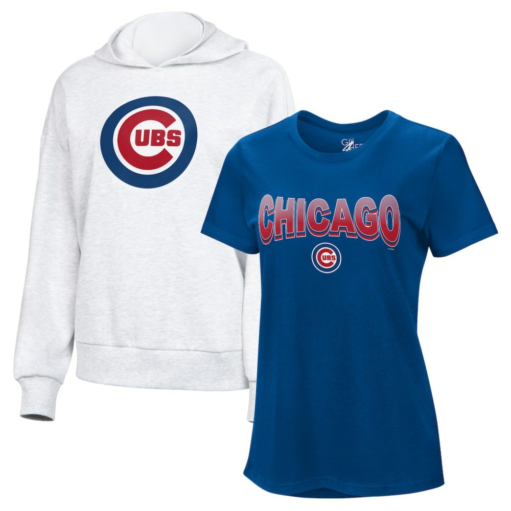 Chicago Cubs G-III 4Her by Carl Banks Women's T-Shirt and Hoodie Combo Pack - Royal/Bright Heather Ceramic Hoodies