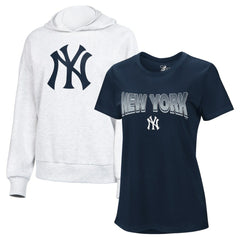 New York Yankees G-III 4Her by Carl Banks Women's T-Shirt and Hoodie Combo Pack - Navy/Bright Heather Ceramic Hoodies