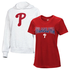 Philadelphia Phillies G-III 4Her by Carl Banks Women's T-Shirt and Hoodie Combo Pack - Red/Bright Heather Ceramic Hoodies