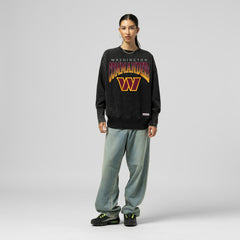 Washington Commanders Women's Delineate Mineral Wash Crewneck Sweatshirt Black