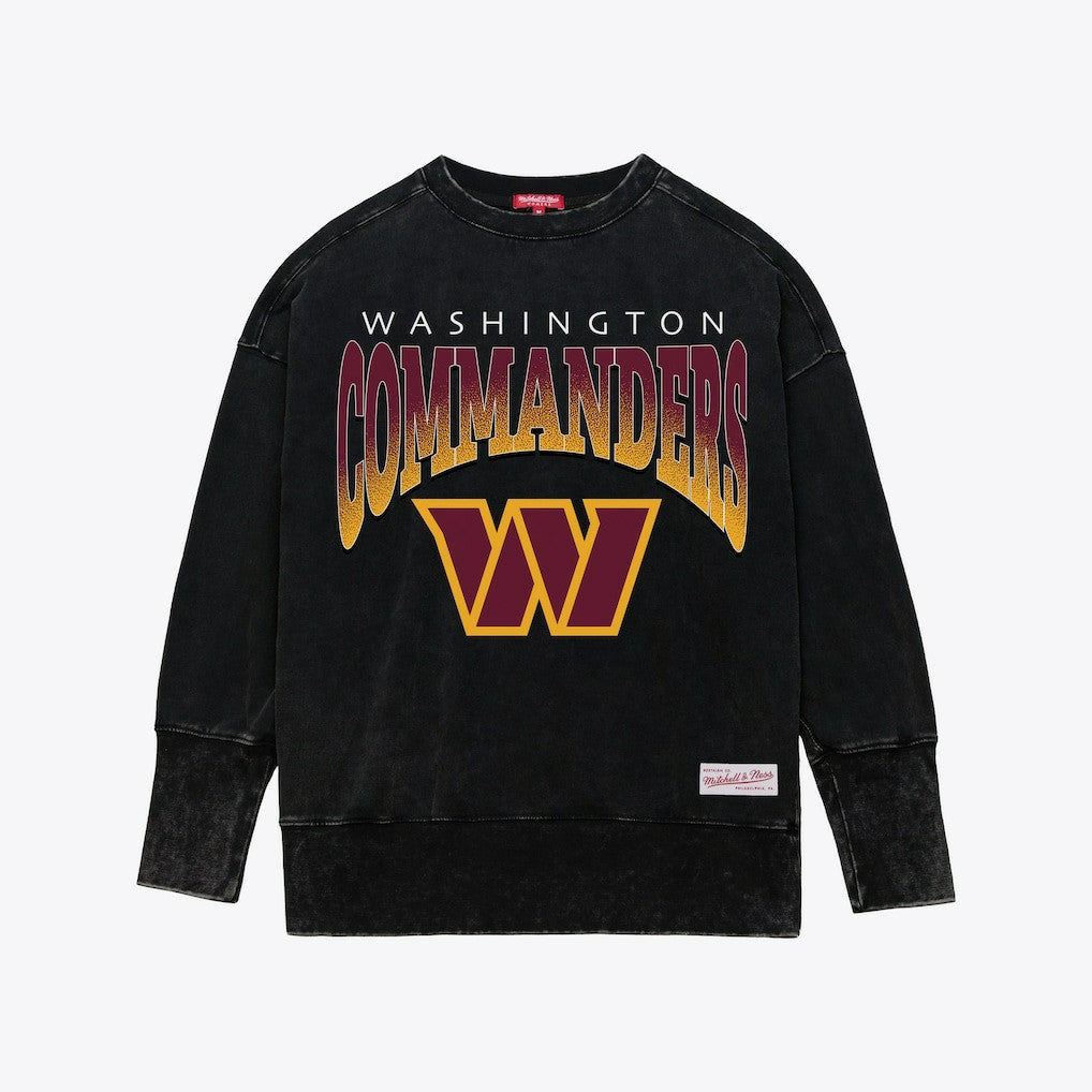 Washington Commanders Women's Delineate Mineral Wash Crewneck Sweatshirt Black