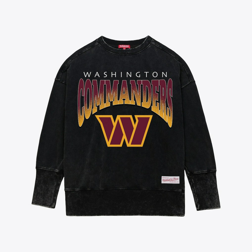 Washington Commanders Women's Delineate Mineral Wash Crewneck Sweatshirt Black