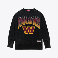 Washington Commanders Women's Delineate Mineral Wash Crewneck Sweatshirt Black
