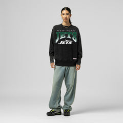 New York Jets Women's Delineate Mineral Wash Crewneck Sweatshirt Black
