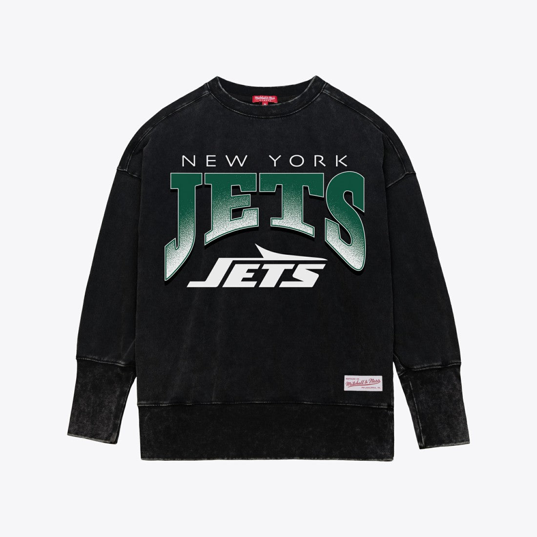 New York Jets Women's Delineate Mineral Wash Crewneck Sweatshirt Black