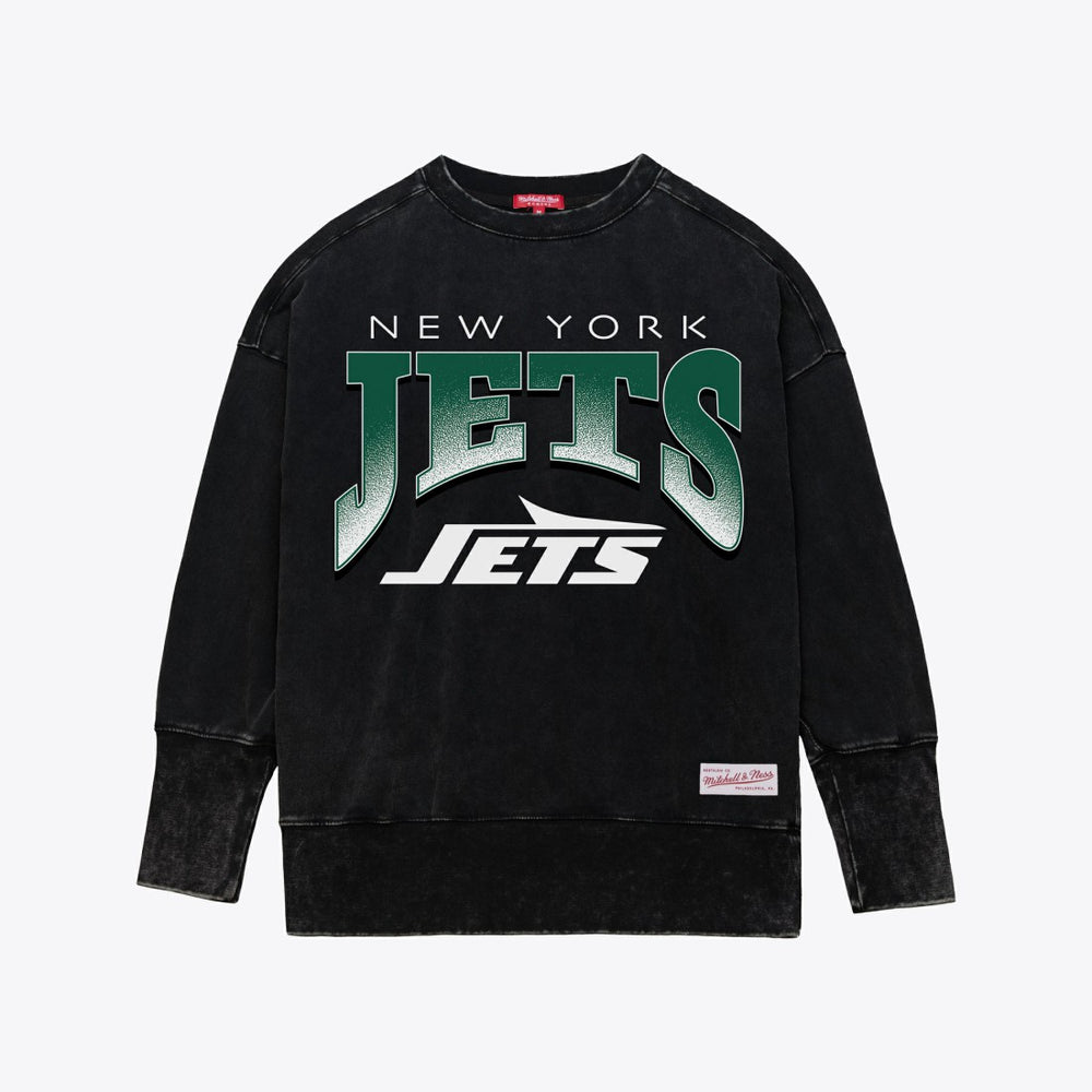 New York Jets Women's Delineate Mineral Wash Crewneck Sweatshirt Black