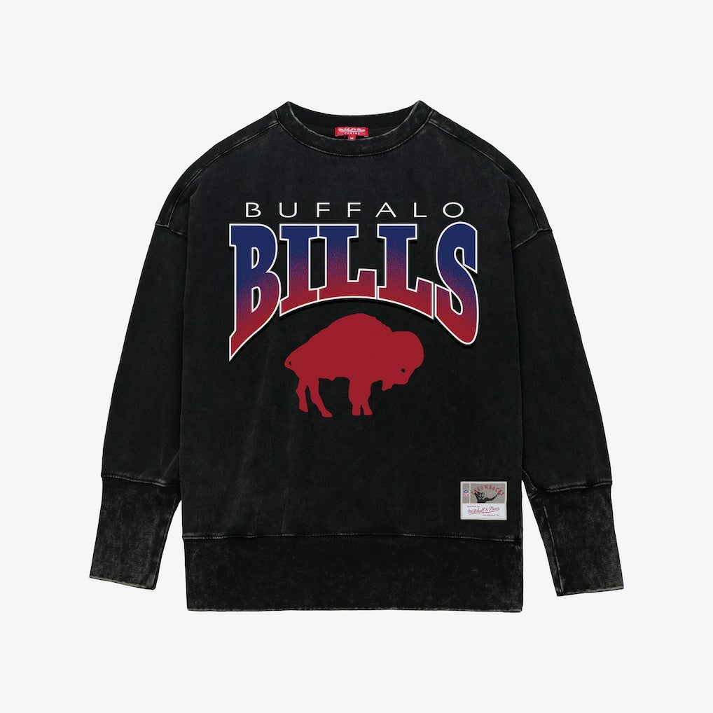 Buffalo Bills Women's Delineate Mineral Wash Crewneck Sweatshirt Black