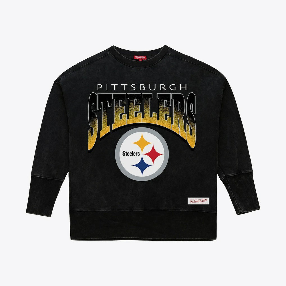 Pittsburgh Steelers Women's Delineate Mineral Wash Crewneck Sweatshirt Black