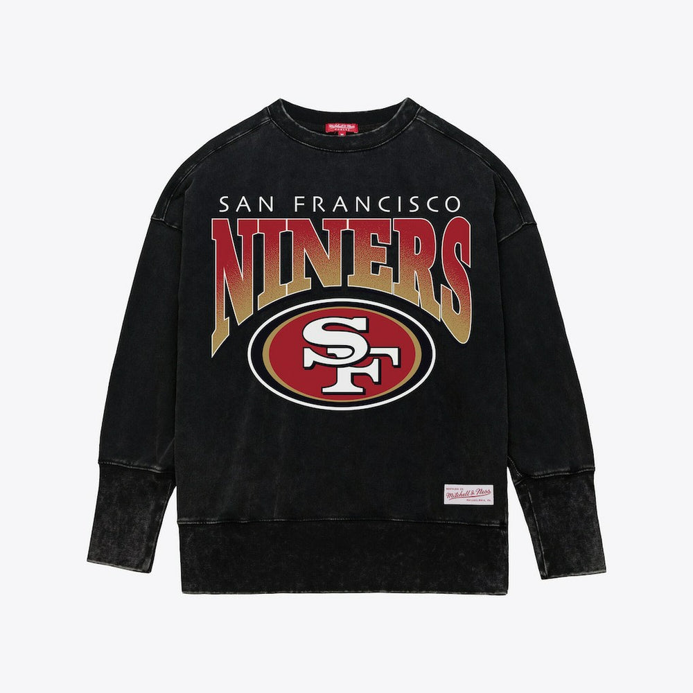 San Francisco 49ers Women's Delineate Mineral Wash Crewneck Sweatshirt Black