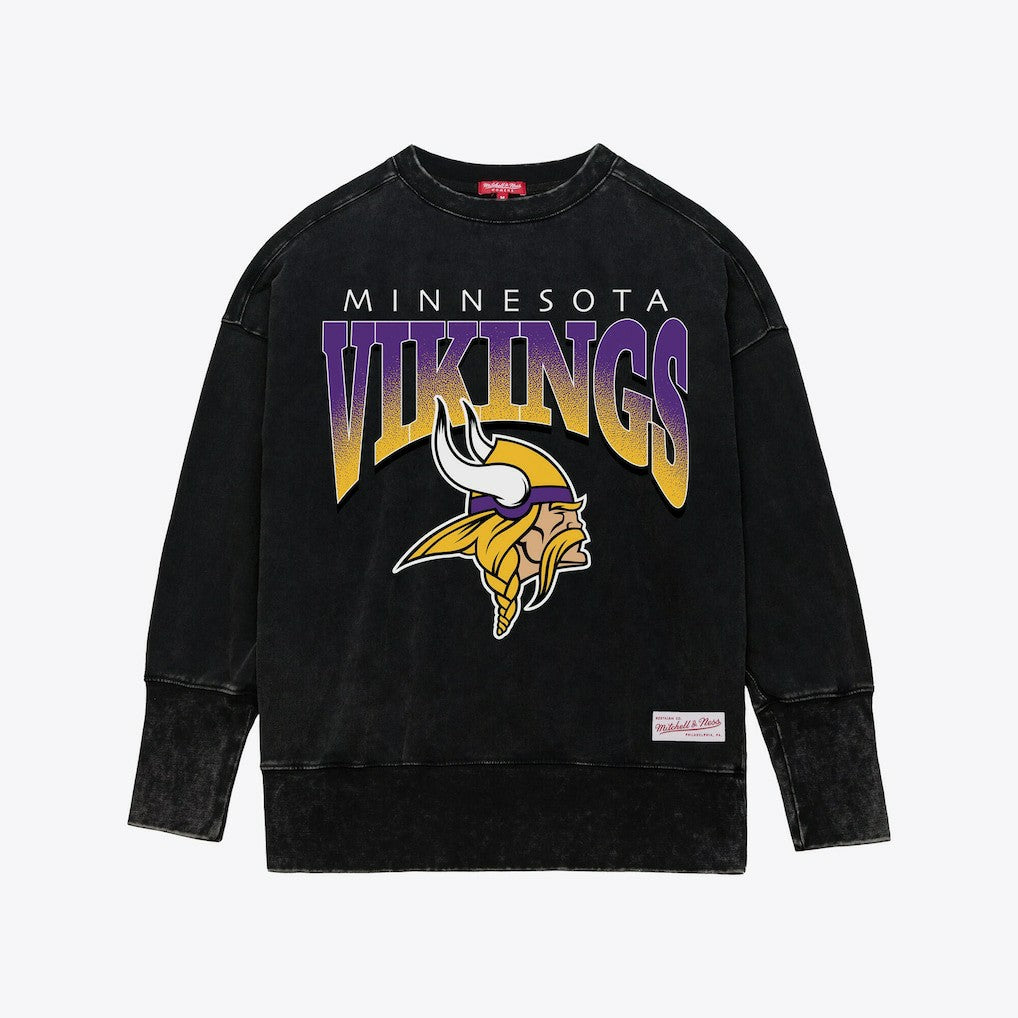 Minnesota Vikings Women's Delineate Mineral Wash Crewneck Sweatshirt Black