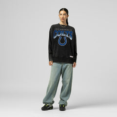 Indianapolis Colts Women's Delineate Mineral Wash Crewneck Sweatshirt Black
