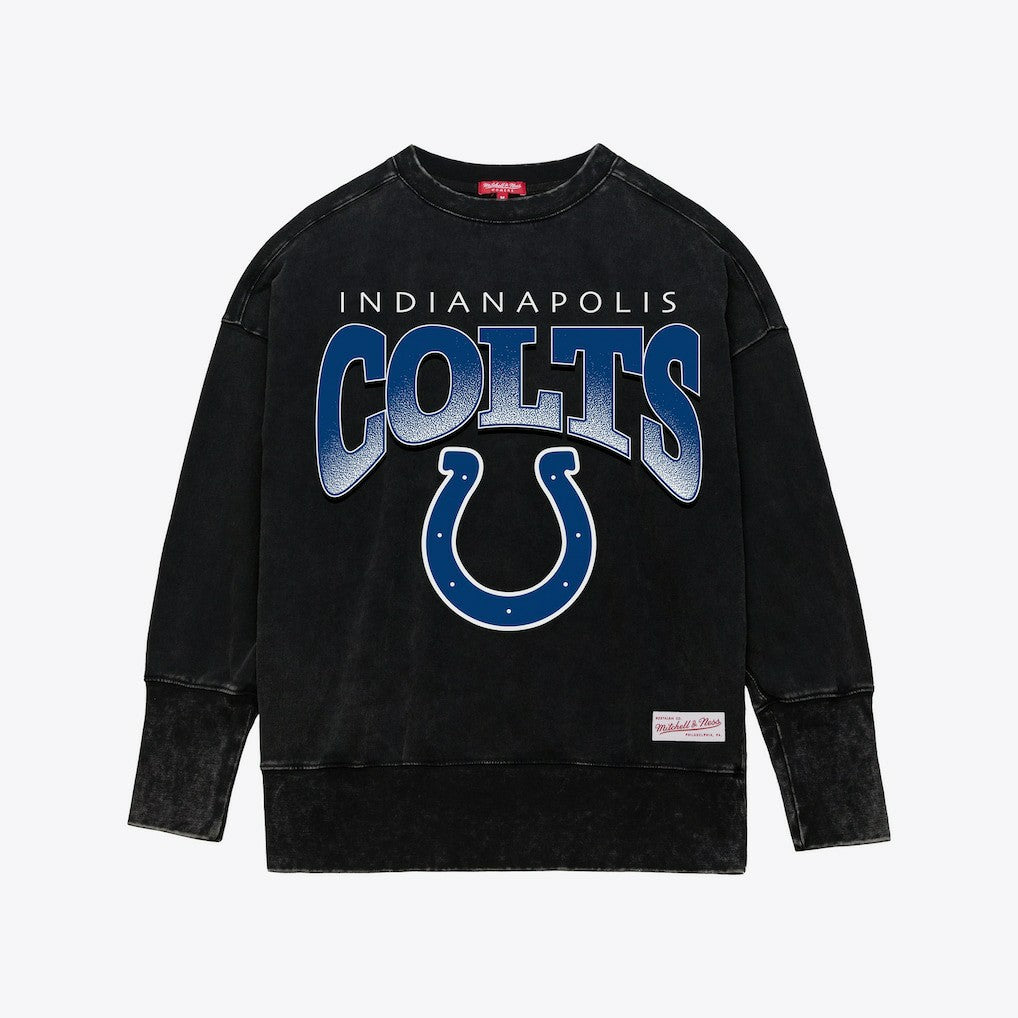 Indianapolis Colts Women's Delineate Mineral Wash Crewneck Sweatshirt Black