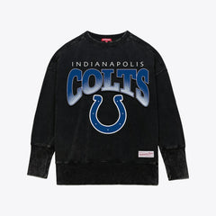Indianapolis Colts Women's Delineate Mineral Wash Crewneck Sweatshirt Black