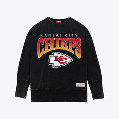 Kansas City Chiefs Women's Delineate Mineral Wash Crewneck Sweatshirt Black