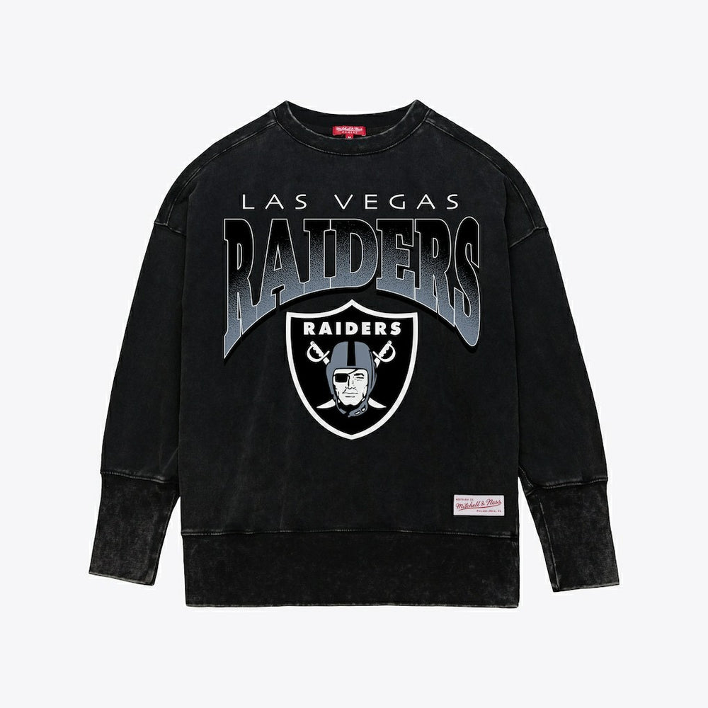 Las Vegas Raiders Women's Delineate Mineral Wash Crewneck Sweatshirt Black