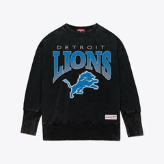 Detroit Lions Women's Delineate Mineral Wash Crewneck Sweatshirt Black
