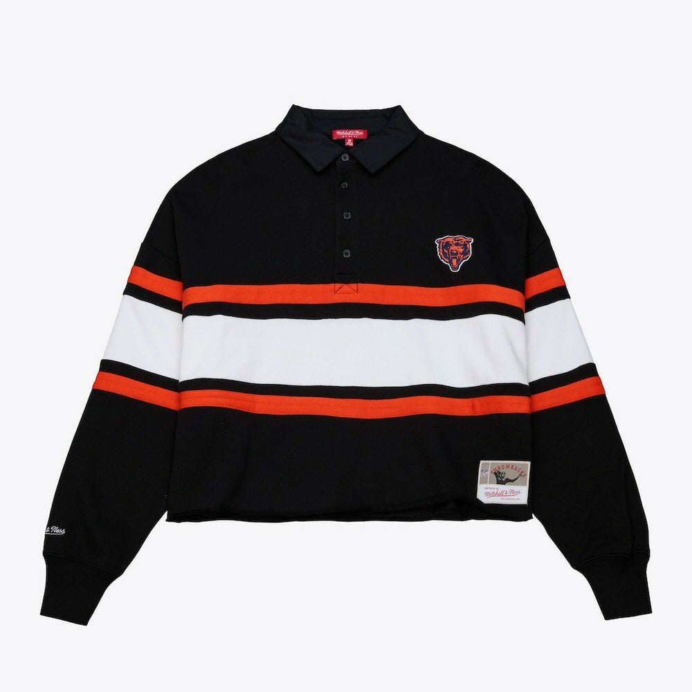 Chicago Bears Women's Cropped Long Sleeve Rugby Polo Black
