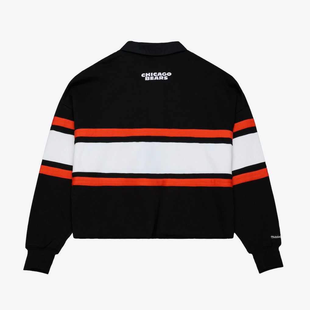 Chicago Bears Women's Cropped Long Sleeve Rugby Polo Black