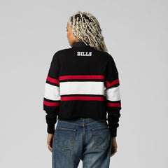 Buffalo Bills Women's Throwback Cropped Long Sleeve Rugby Polo Black