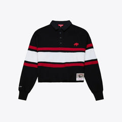 Buffalo Bills Women's Throwback Cropped Long Sleeve Rugby Polo Black