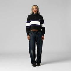 Baltimore Ravens Women's Cropped Long Sleeve Rugby Polo Black