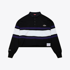 Baltimore Ravens Women's Cropped Long Sleeve Rugby Polo Black