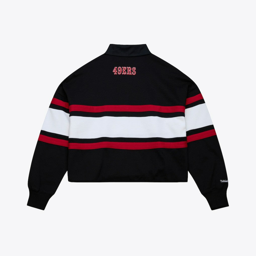 San Francisco 49ers Women's Cropped Long Sleeve Rugby Polo Black